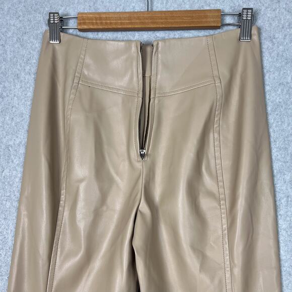 Free People We the Free Beige Real Deal Slit Hem Vegan Flare High Rise Pant S 27 - Picture 6 of 8